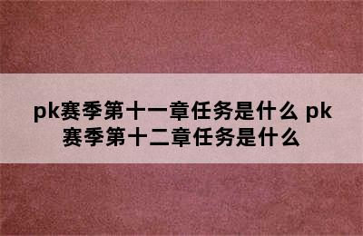 pk赛季第十一章任务是什么 pk赛季第十二章任务是什么